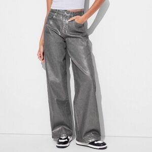 Wild Fable Metallic Gray Flare Jeans